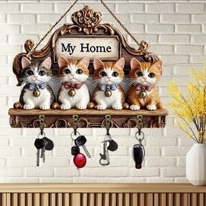 [Wall Decoration] 2D Flat Printing, 1pc, Cute Cat Multifunctional Household Key